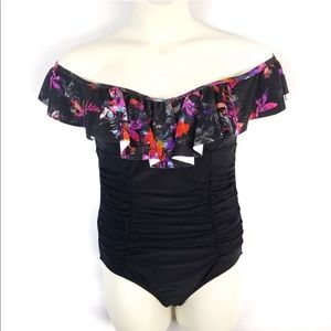 Torrid off the shoulder ruffled swim suit